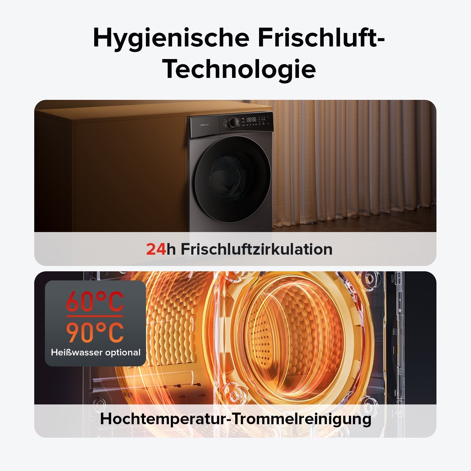 Roborock Zeo Lite Waschtrockner mit der Zeo-Cycle® Trocknungstechnologie